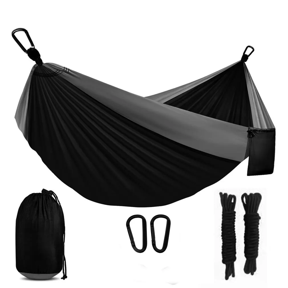 

Solid Color Parachute Hammock with Hammock straps and Black carabiner Camping Survival travel Double Person outdoor furniture