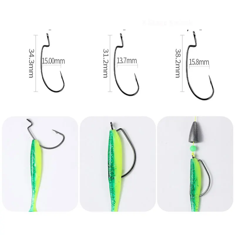 AS 5pcs/Lot Soft Lure Bait Texas Rig Set Hooks Carolina Fishing