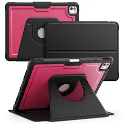 Premium Shockproof Leather Case with MagSafe and 360° Adjustable Stand, Business Flip Cover for iPad Pro 3 ( 12.9 - inch) (Wine red)