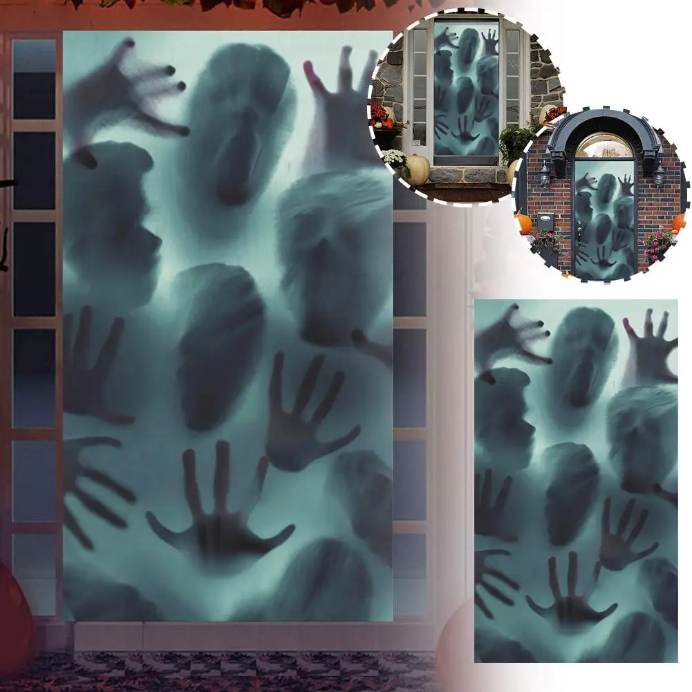 

Halloween Terror Glass Window Decoration Sticker Party Adhesive Self Blood House Print Wall Decal Hand Prop PVC Sticker Gho R0O1