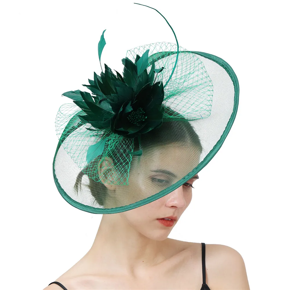Womens Mesh Veil Hat Hair Clip Elegant Wedding Flower Fascinator Headband Plush Wave Point Bridal Wedding Hairpins Headwear 1