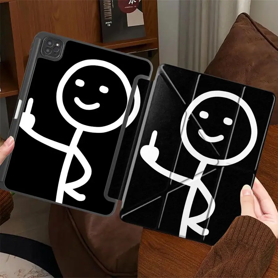 Whimsical Finger Stick Figures Tablet Case - Cartoon Art Design