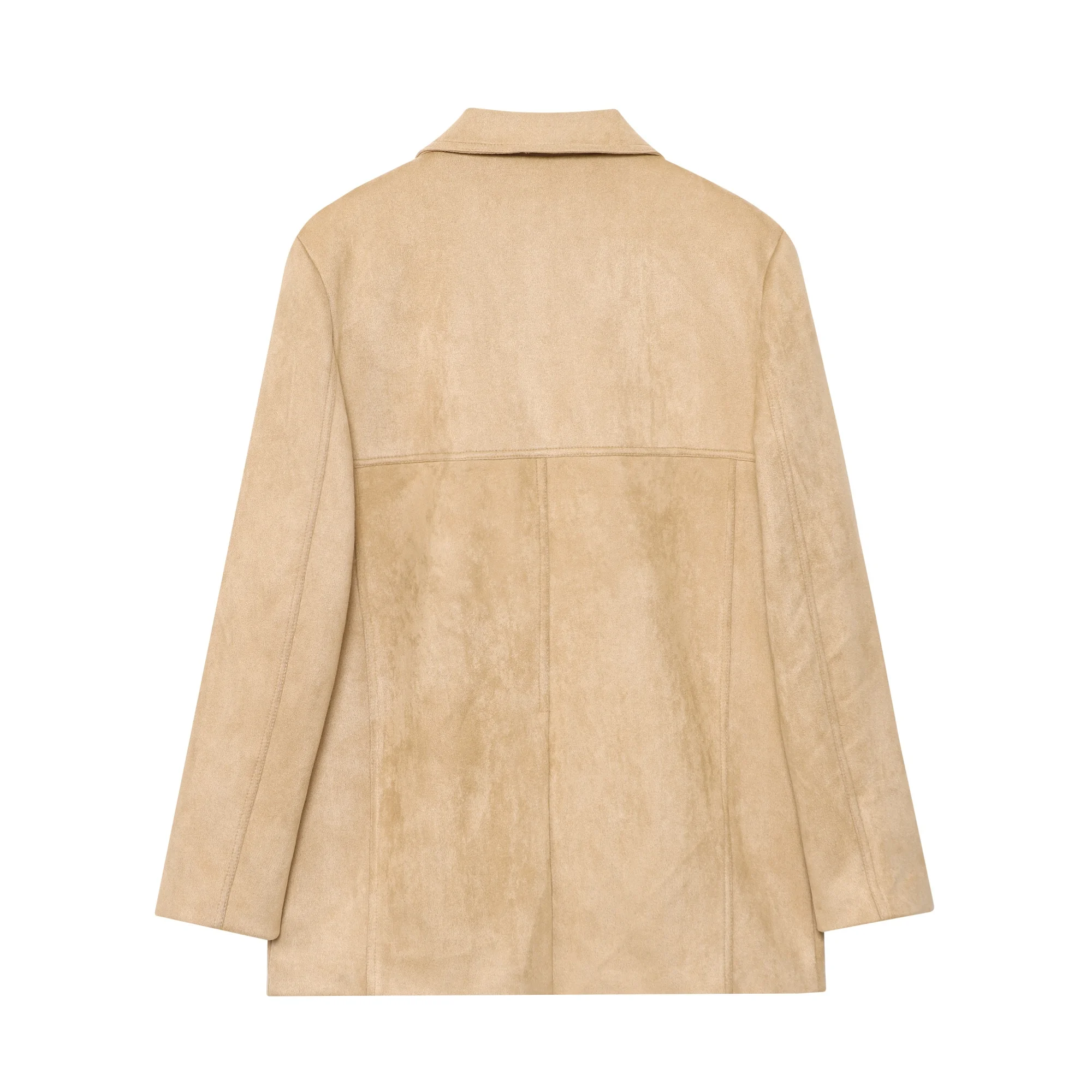 Women Suede Blazer Jacket New Women's Blazer Pockets Lapel Single-Breasted Back Slit Design Suitable Coats