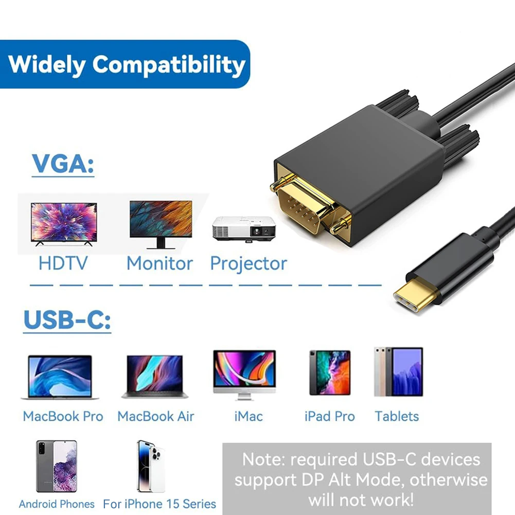 PC ǻ Ϳ ݵ Ʈ ִ USB CŸ-VGA  ̺, 1.8M, 6FT, 10Gbps, USB3.1