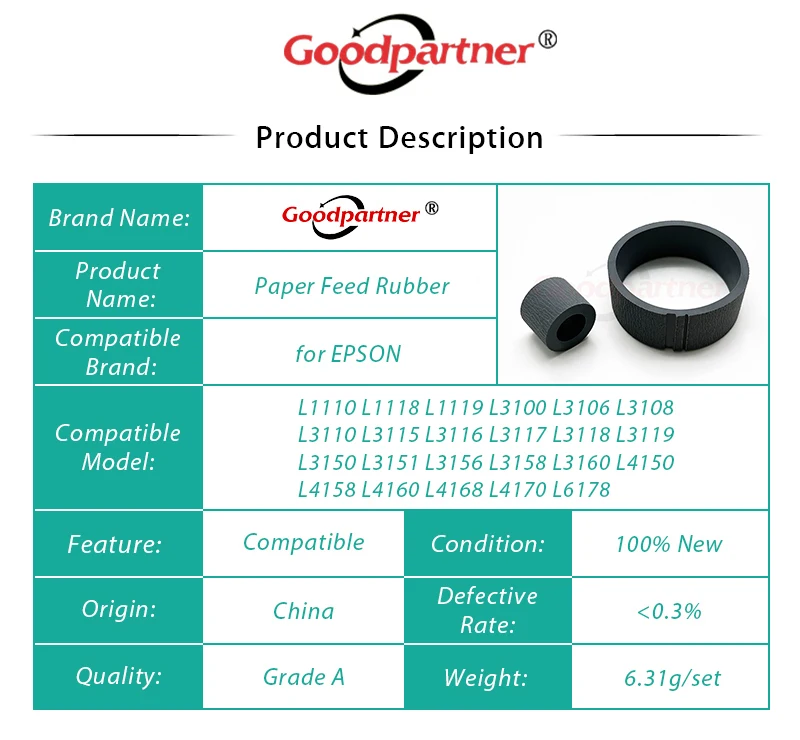 Rolo de borracha para peças epson l3110,