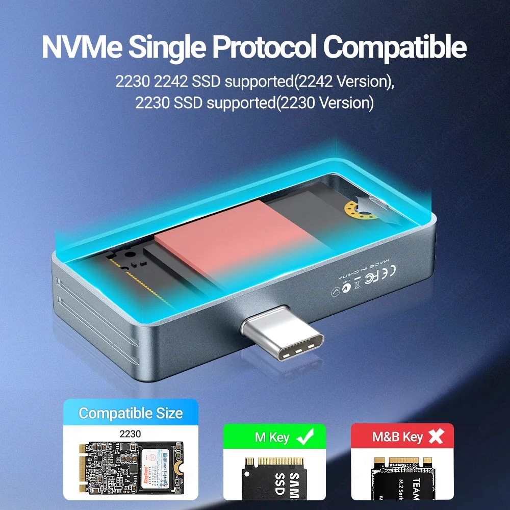 磁気NVMEソリッドディスクエンクロージャーボックスUSB C 3.1 10Gbps