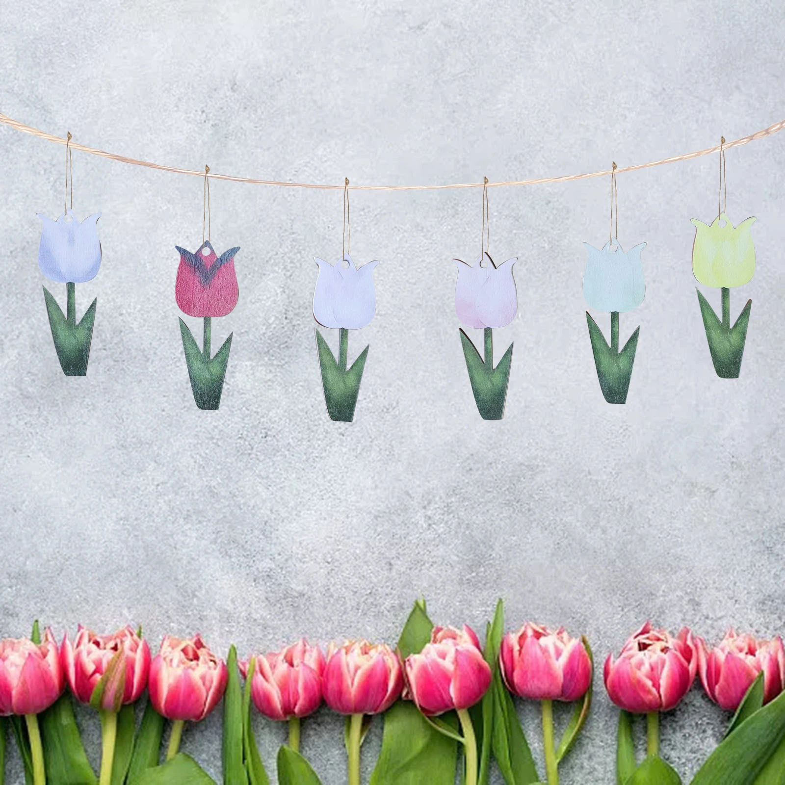 Adornos de tulipanes para decoración de puerta, 24 piezas, árbol de  primavera, flores, tulipanes de madera pintados, decoraciones colgantes de  vacaciones G1| | - AliExpress