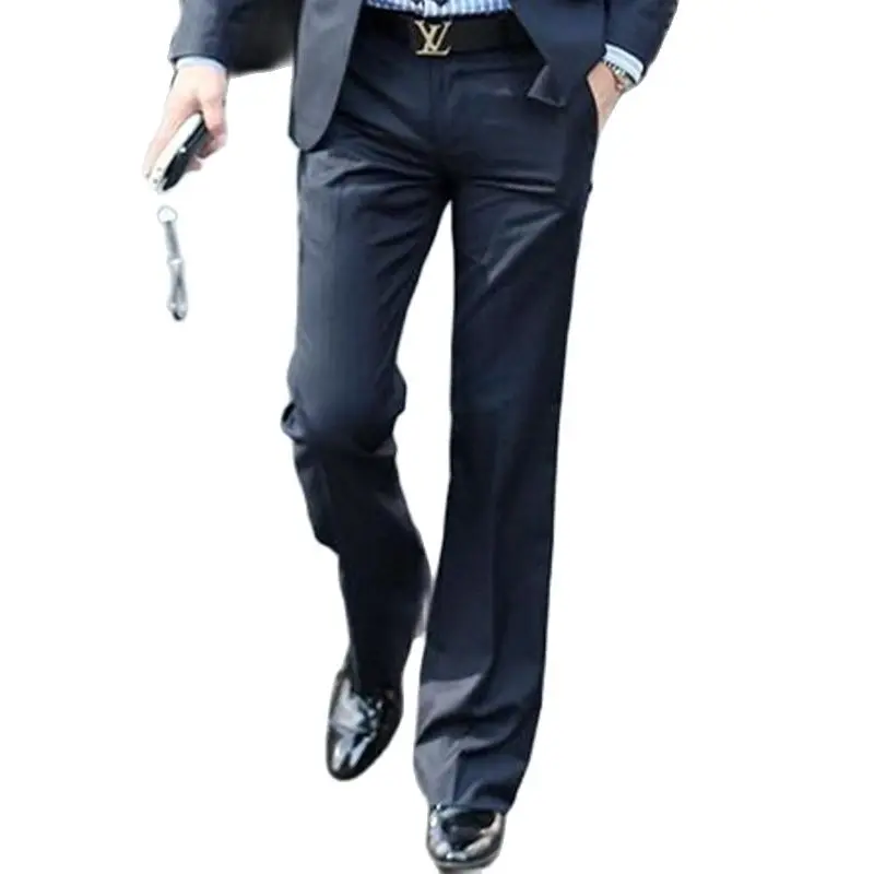 New Fashion Spring Flare Pants Men's Casual Suit Trousers Business Office Leisure Streetwear Clothing