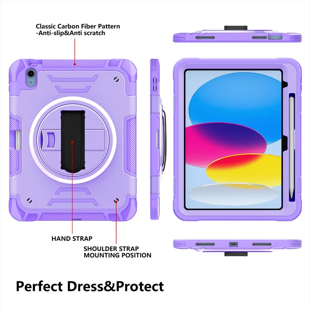 Heavy Duty Shockproof Protective Tablet Cover with Hand and Shoulder Strap