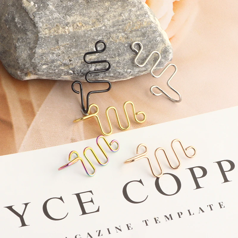 Fake Piering Septum Nose Ring Fashion punk Non Piercing Lip Ring Earring Clip Stainless Steel Non Perforation Body Jewelry