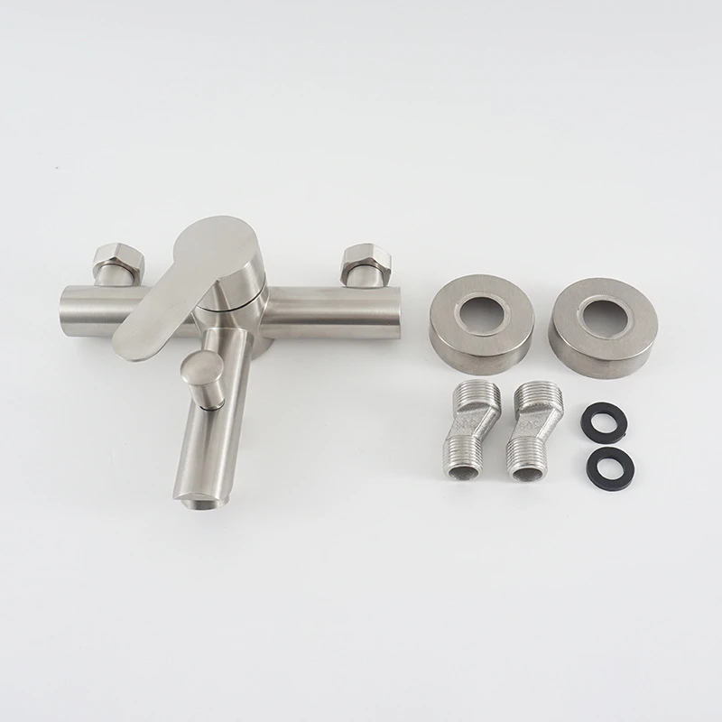1PC Bathtub Faucet SUS 304 Stainless Steel Hot and Cold Water Mixer Two Holes Triple Sink Bathroom Tap Wall Mounted 3
