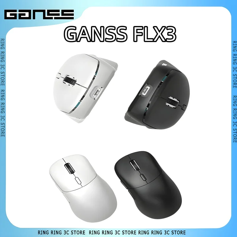 

Беспроводная мышь GANSS FLX3, тройной режим, Paw3395, 1k/4k, легкая, большой радиус действия, эргономичная, для ПК, игр, аксессуары для ноутбука и ПК