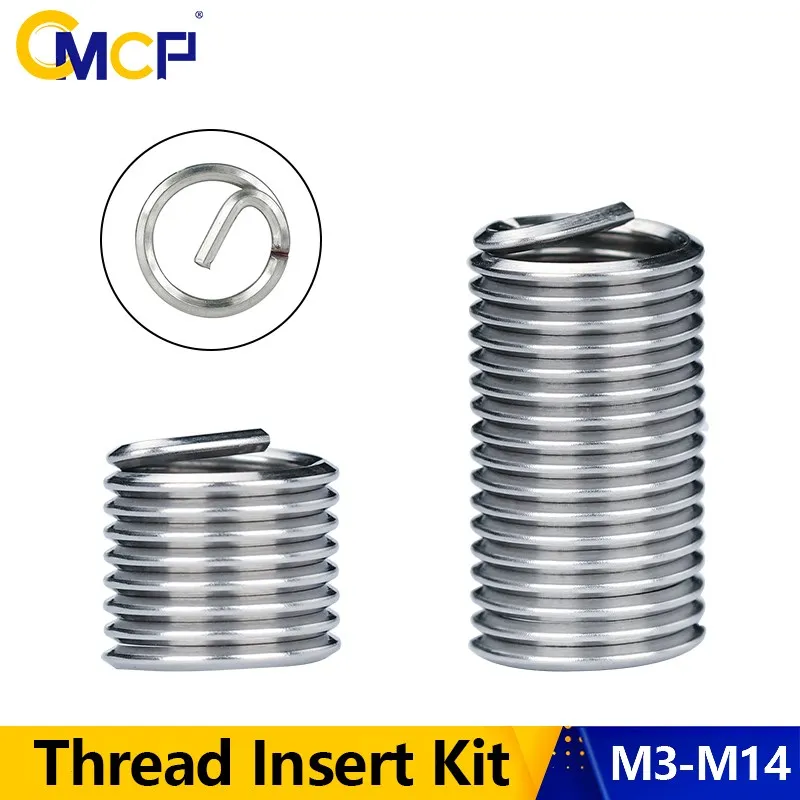 CMCP 스테인레스 스틸 스레드 삽입 키트 세트, 손상된 스레드 복원용 헬리코일 수리 도구, 1.5D-2.0D M3-M14