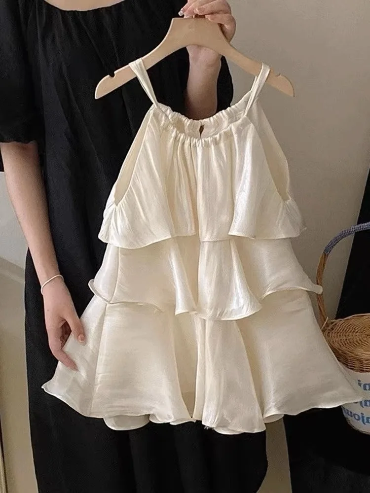 Modisches Baby-Mädchen Prinzessinnen-Seidenkleid Kleinkind Rüschenkleid Ärmelloses Sommerkleid Lässige Babykleidung – Detail 3