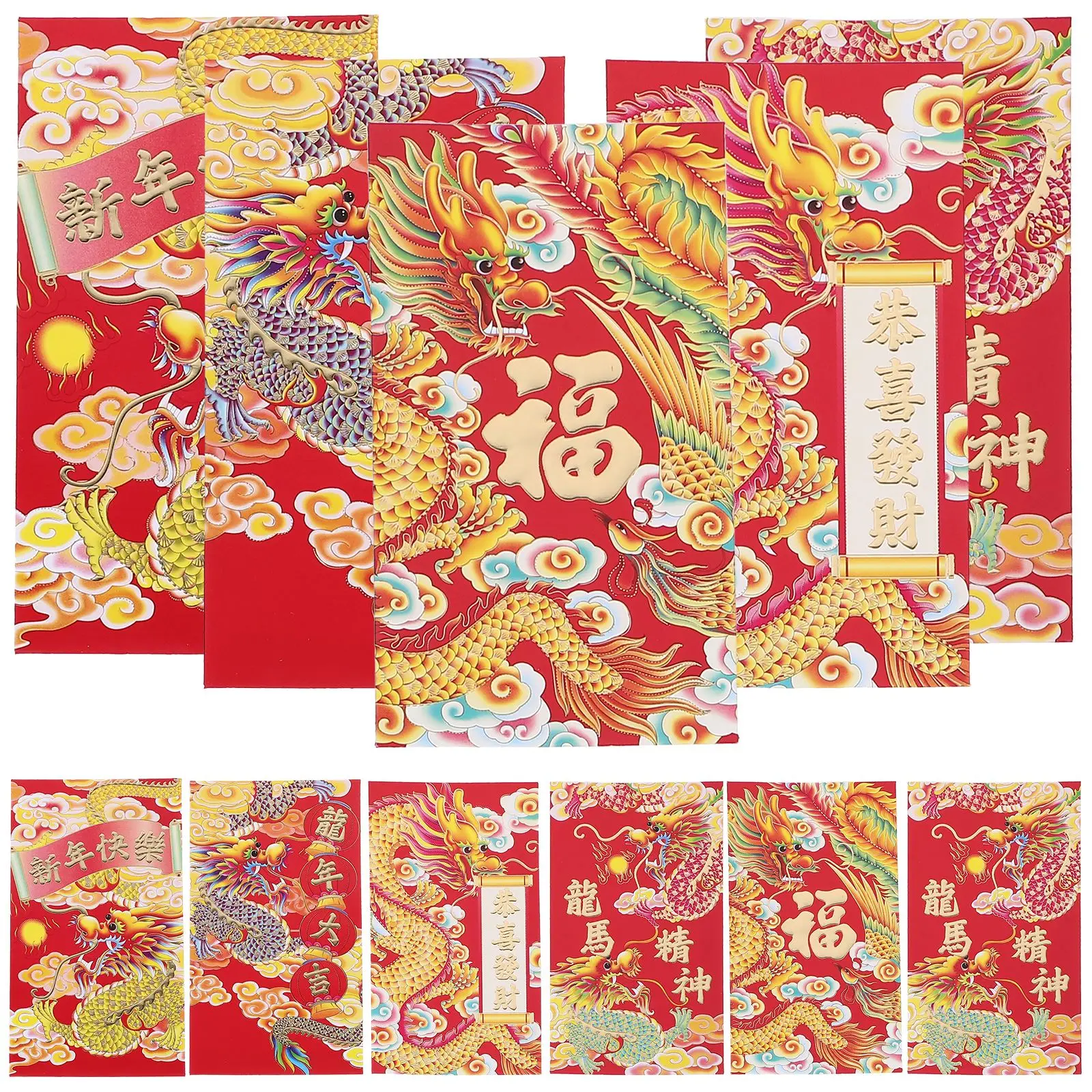 30Pcs Chinese Style Red Envelopes New Year Money Packets Lucky Money Bags 2024 Red Envelopes Random Style New Year Red Envelope