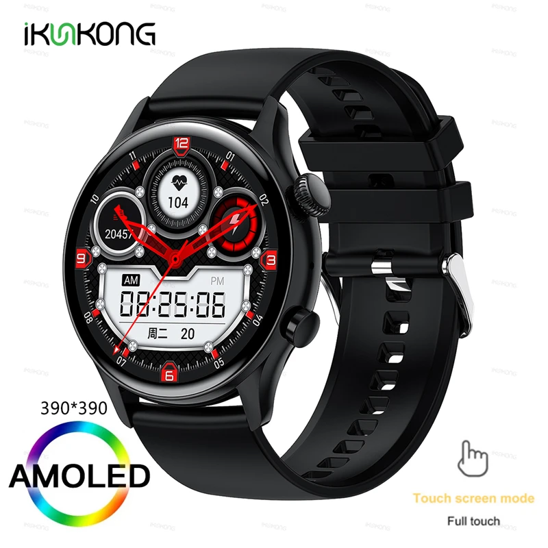 2022 New AMOLED Smartwatch Mens 1.36 inch Screen Support Always On Display Watches Waterproof Sports Fitness Tracker Smartwatch 