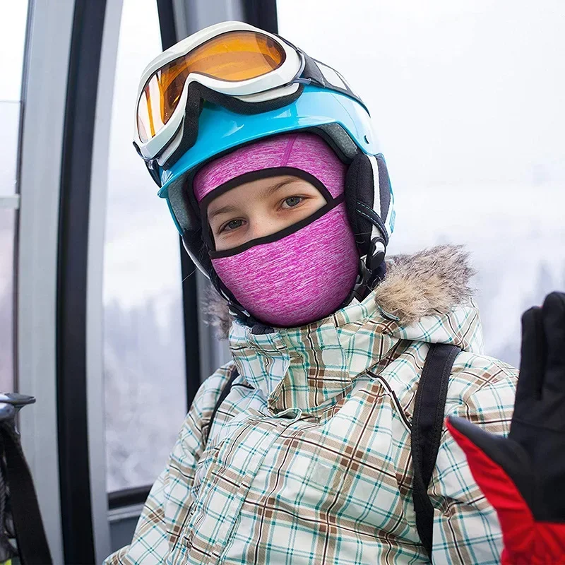 Girls Balaclava Fleece Windproof Ski Face Mask Cover Boys Snowboard Cycling Hiking Scarf Children Kids Skiing Helmet Liner Hood