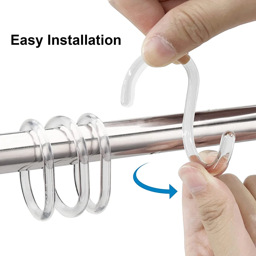 12 piece Plastic Shower Curtain Hook Ring C-shaped Ring Shower Curtain Clips