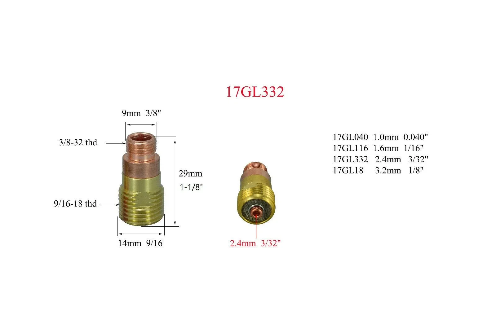 Welding Accessories 17GL332 Welding Accessories Fitting Gas Lens Welding parts kit 10N24S 20pcs 3/32