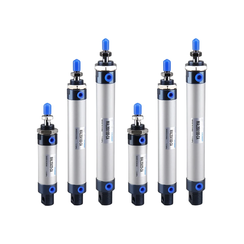 Mini Cilindro Pneumático Mal 16 20 25 32 mm Diâmetro 25 50 75 100 200 300 400 500 mm Curso Único Cilindro de ar Pneumático Alavanca