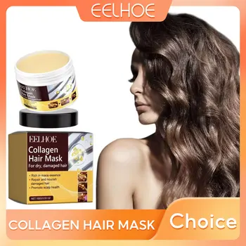 EELHOE Maschera idratante al collagene per capelli Anti crespo Capelli lisci danneggiati Riparazione Trattamento della rottura dei capelli Maschera per capelli professionale 100g