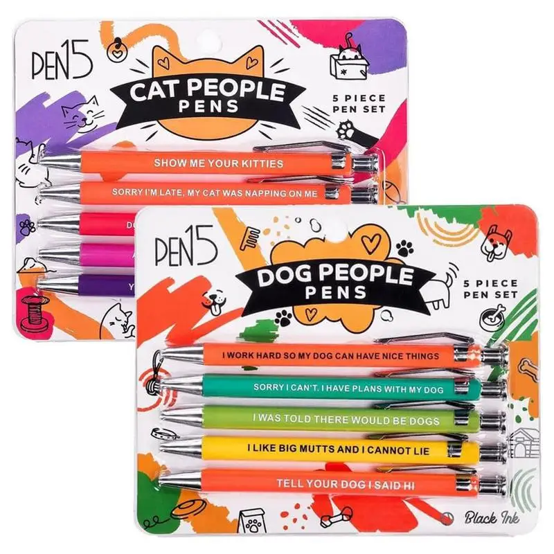 

Cute Cat Pens Fun Ballpoint Pens With Different Phrase Unique Pens For Cat Dog Lovers Funny Pens 5 Pcs Black Ink Pen For