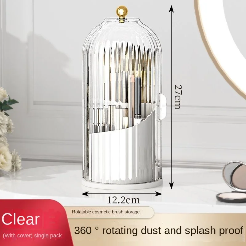 Makeup Brush Storage Rotation360Powder Brush Storage Container Dustproof Lipstick Eye Shadow Dresser Table Storage Rack 4