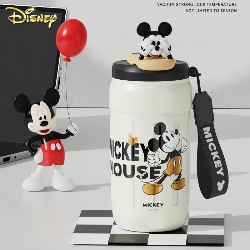 420Ml Disney Cartoon Water Bottle Kawaii Cartoon Strawberry Bear Donald Duck Ceramic Liner Portable Coffee Cup Gift