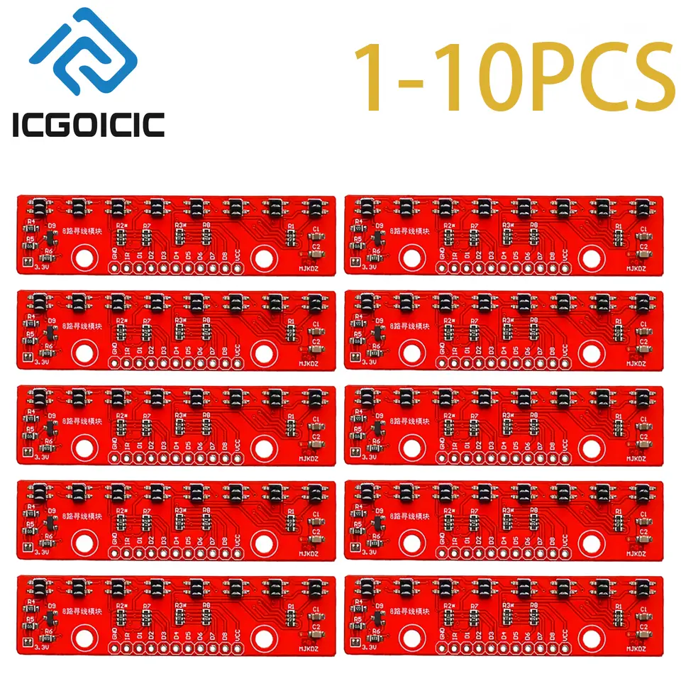 1-10PCS 8-Channels Infrared Line Tracking Sensor Module – Digital Output for Arduino Smart Car Robot DIY Projects image 1