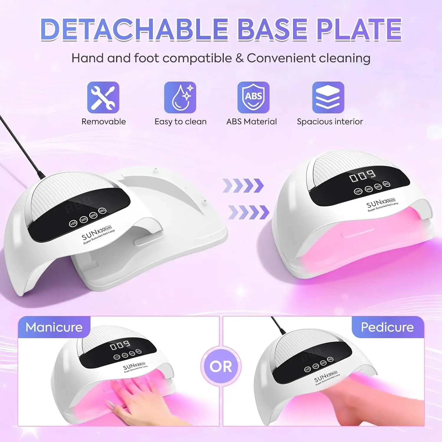380W UV 90LED 네일 램프 네일 드라이어 젤 폴리쉬 라이트 4단계 타이머 설정 스마트 센서 휴대용 네일 경화 젤 LED 드라이어