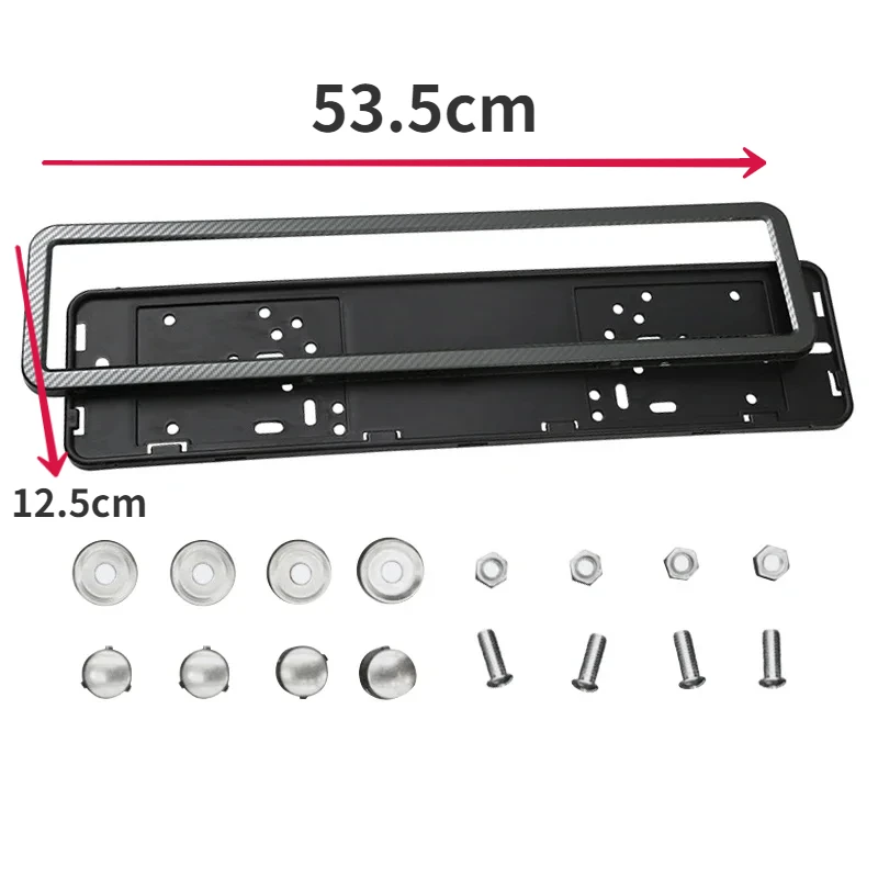 European License Plate Frame Front And Rear Stainless Steel Carbon Fiber Universal