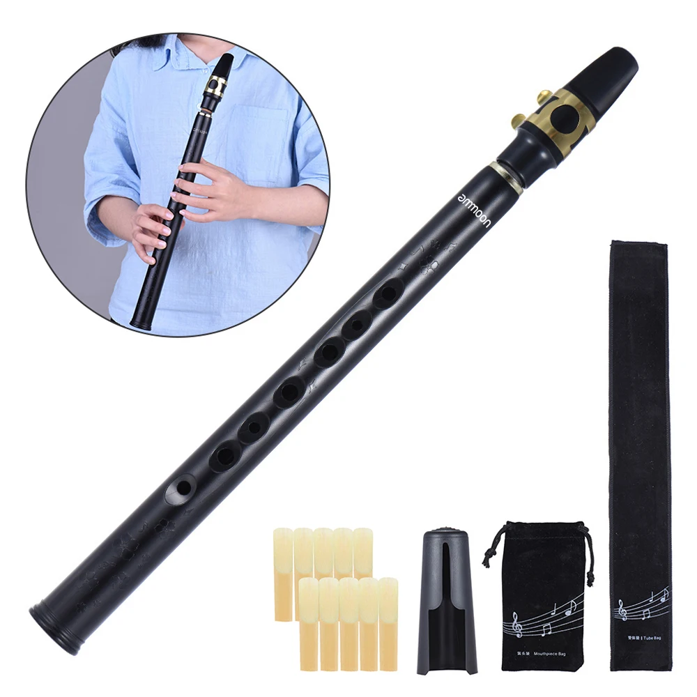 S1a422df679d34818b8e6d32bc78b944fY HiXing C Key Mini Pocket Saxophone Sax ABS Material with Mouthpieces 10pcs Reeds Carrying Bag ammoon ​Bb Sax Woodwind Instrument