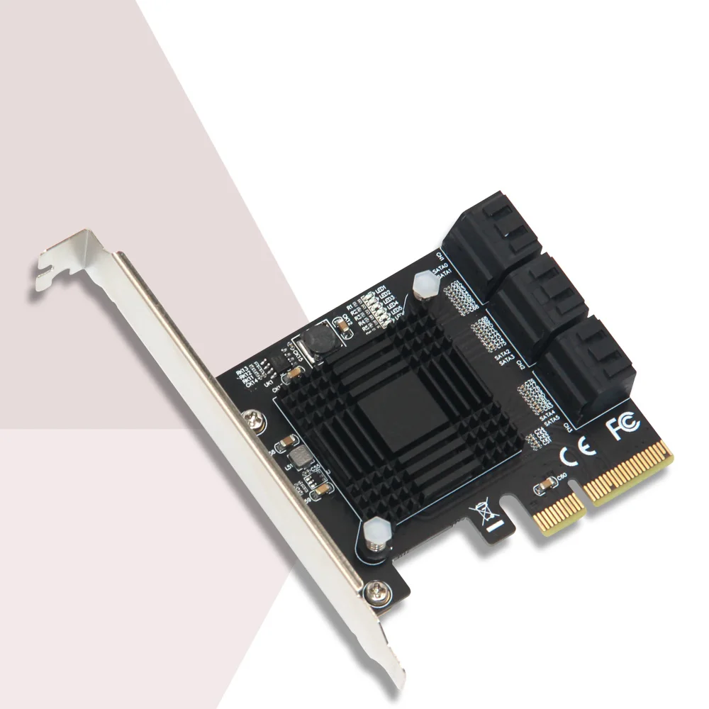 PCI-E PCIE 확장 카드, SATA 컨트롤러, SATA 멀티플라이어, HDD SSD용 ASMedia ASM1166 칩, 6 포트, SATA 3 PCI 익스프레스, 6Gbps