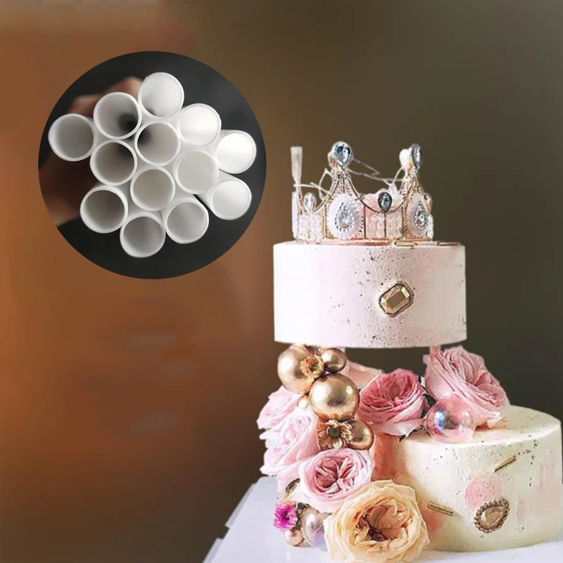 Cake Dowels 10Pcs 21cm/24cm/30cm White Plastic Cake Support Rods Round Dowels Straws Reusable