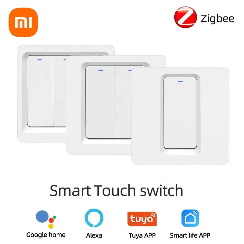 

Умный выключатель Xiaomi Tuya ZigBee, кнопочный переключатель без нейтрального провода, с поддержкой Яндекс-Алисы, Alexa, Google Home