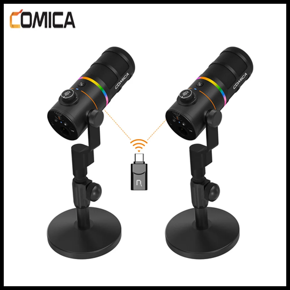 Comica D10 PRO 콤보 카디오이드 USB/XLR 동적 무선 마이크 스트리밍용 RGB 조명이 있는 PC 컴퓨터 게임 스트리밍 마이크