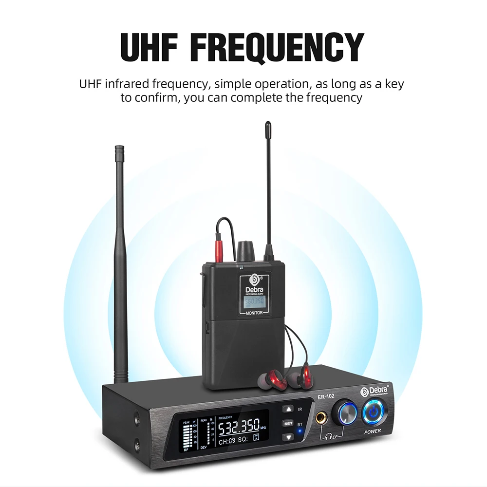 UHF IEM Wireless In-Ear Monitoring System ER-102 with bluetooth5.0 for Stage Per