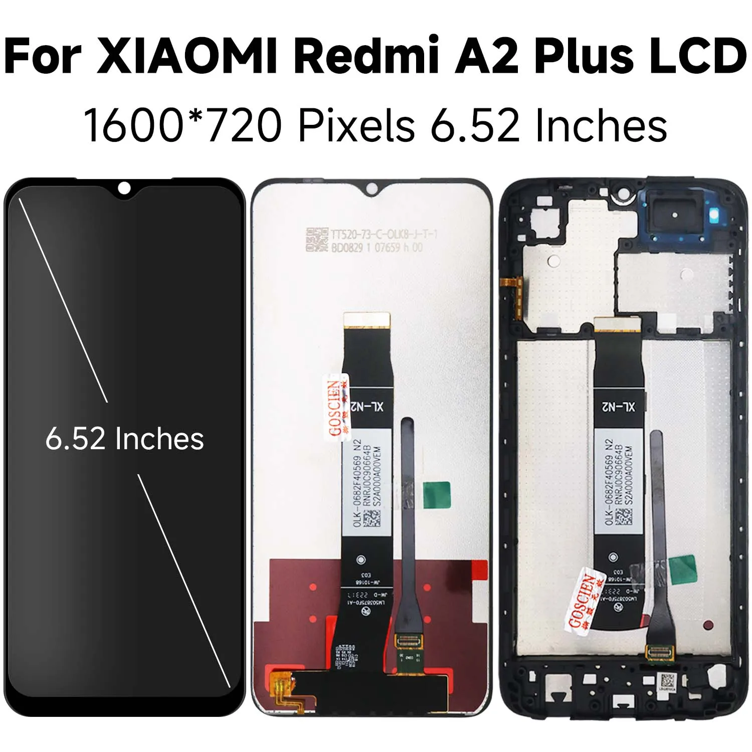 6.52" IPS LCD Display For Xiaomi Redmi A2 A2 A2 Plus Touch Screen Digitizer Assembly 23028RN4DG 23028RNCAG Replacement Parts