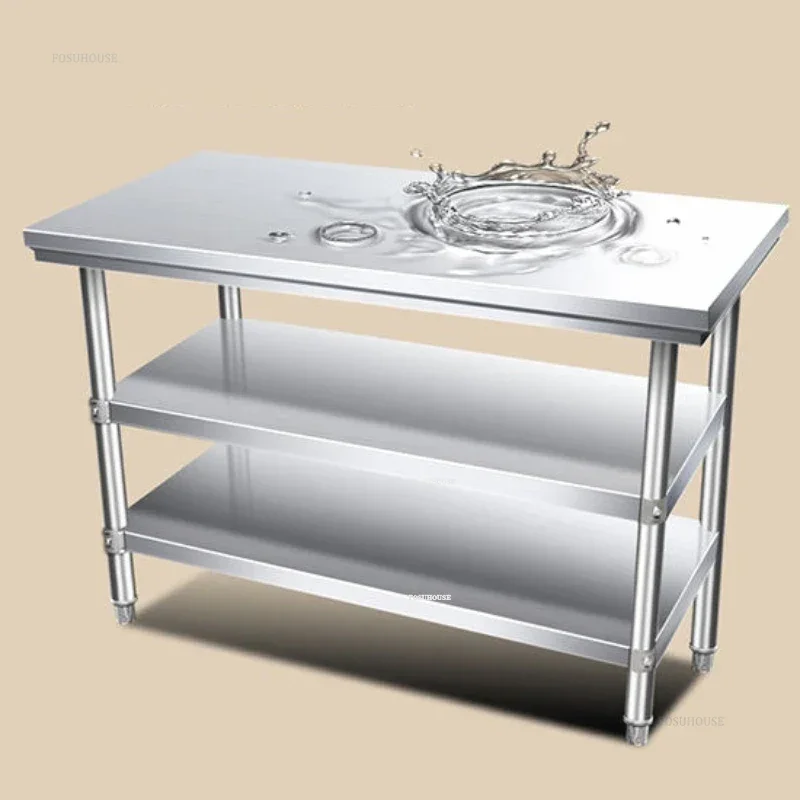 Multilayer Kitchen Console Stainless Steel Workbench Commercial Kitchen Cabinets Mordern Simple Operation Desk Kitchen Furniture 3