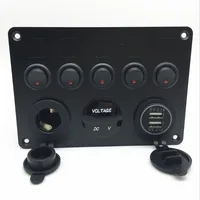 Panneau de prise de chargeur double USB étanche 12V-24V, avec voltmètre numérique LED, interrupteur à bascule marche/arrêt pour voiture, bateau, camion marin 3