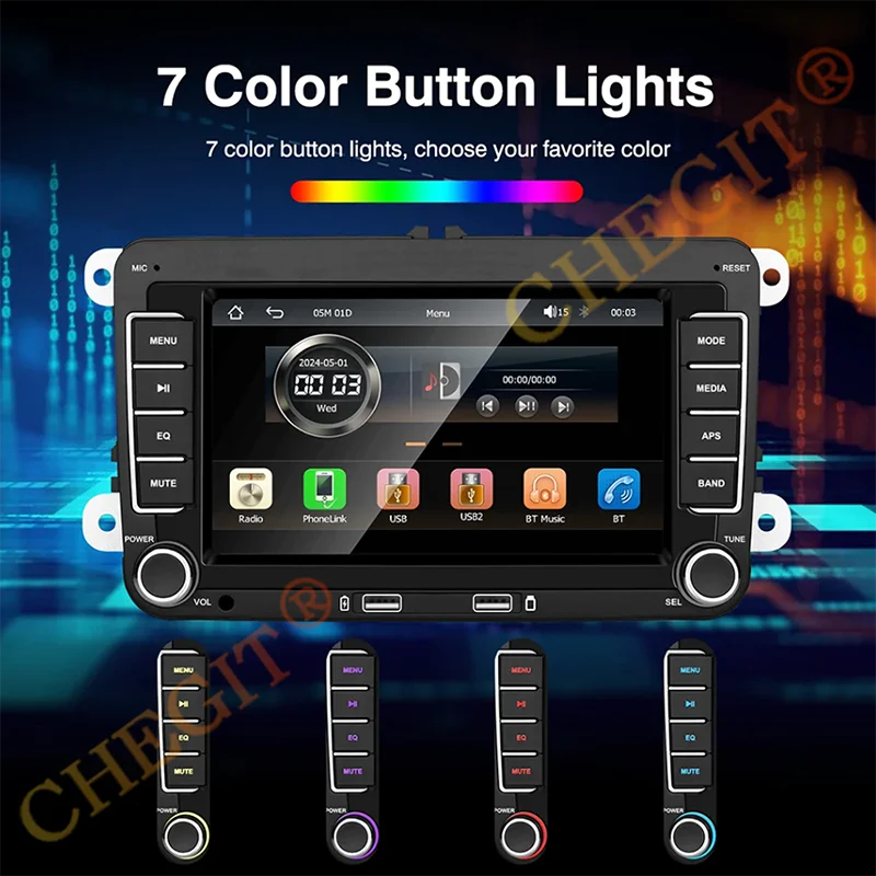 7" Car Media Video 2 Din HD RDS Airplay Car Radio Wireless CarPlay Android Auto Stereo Audio For VW/Seat/Skoda/Passat/Golf/Polo