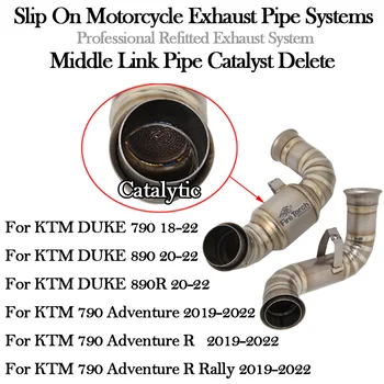 Slip On Motorcycle Exhaust Titanium Alloy Middle Link Pipe Escape Muffler For KTM DUKE 790 890 Adventure R Rally KTM790 KTM890