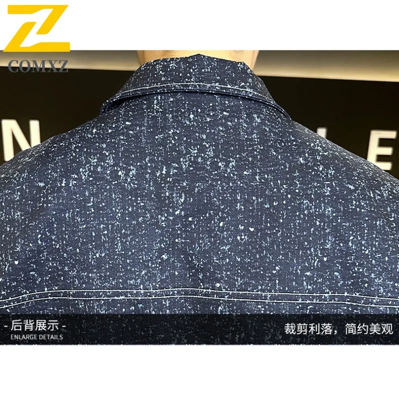 COMXZ Big Size Jacket Autumn Coat Men Fashion Solid Color American style Lapel Loose Fit Casual Outerwear 2025 New Outdoor Wear