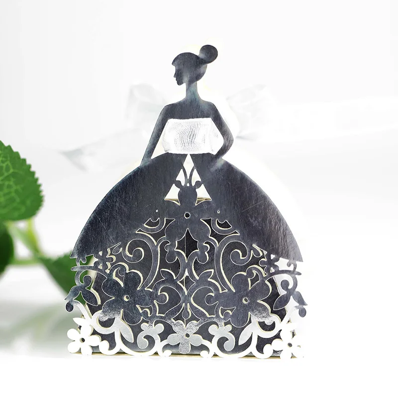 Laser Cut Pearl Paper Gift Boxes with Ribbon – Elegant Candy Chocolate Packaging for We... - SKU GBR17058 - UGI Packaging