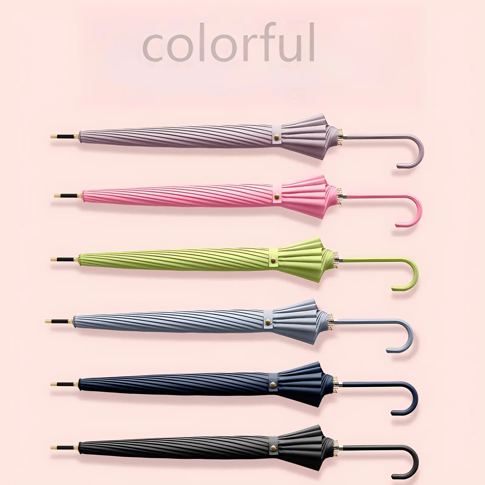 Japanese Long Handled Umbrella for Sunny Rainy Use Black Glue Large Size Storm Resistant 16 Bone Automatic Waterproof