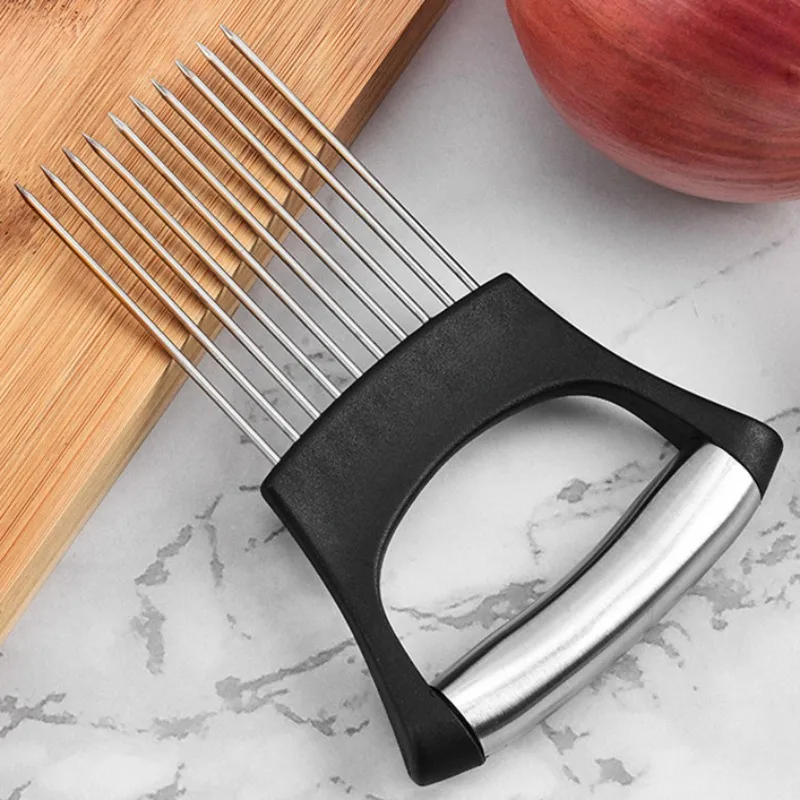 Stainless Steel Onion Cutter Holder Cutting Holder Kitchen Accessorie Tool Fruit and Vegetable Slicing Tool Gadgets For Home