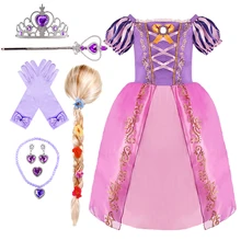 

Kids Rapunzel Dress Little Girl Princess 2 3 4 5 6 7 8 Years Old Dress Up Kids Summer Cosplay Dress Carnival Party Layered Dress