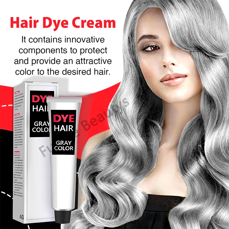 Gray Hair Color Cream Neutral Smoke Gray Punk Style 100ml Light Gray