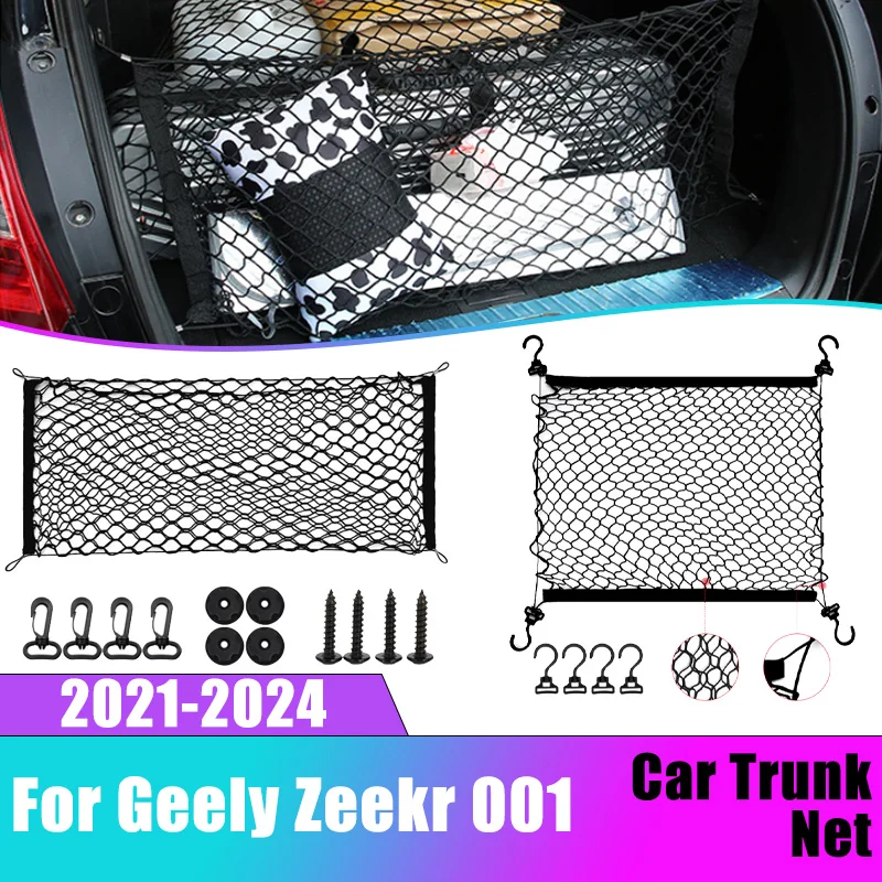 

Car Boot Trunk Net For Geely Zeekr 001 2021 2022 2023 2024 Nylon Layer Mesh Luggage Bag Storage Rear Back Cargo Car Accessories