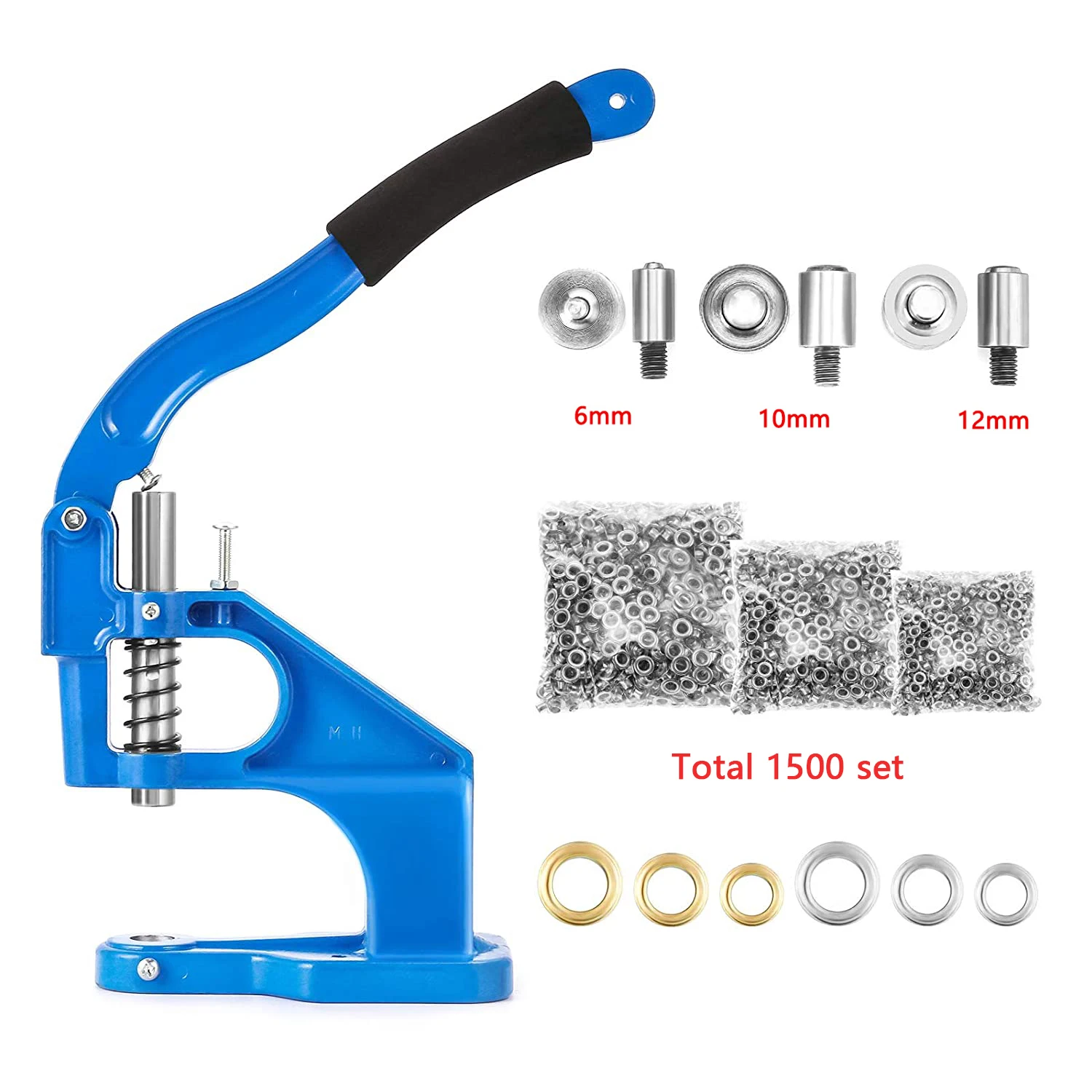 Manual Grommet Press Punch Tool Kit, Hand Eyelet Press Hole Punch Tool,  Chicken Eye Button Five-Claw Four Buttons Rivet Air Eye 